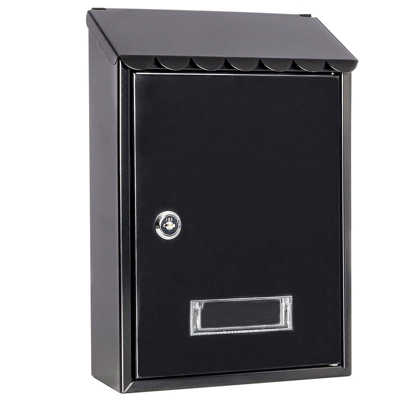 Jssmst Mailboxes Wall Mount with Key Lock â€“ Small Metal Mailboxes Horizontal, 12.4 x 8.3 x 3.05 Inch, Black New - Image 1